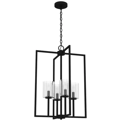 Hunter Kerrison Natural Iron With Seeded Glass 4 Light Pendant