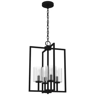 Hunter Kerrison Natural Iron With Seeded Glass 4 Light Pendant