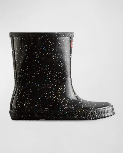 Hunter Kids' Unisex First Classic Starcloud Glitter Rain Boots - Walker, Toddler In Black Multi