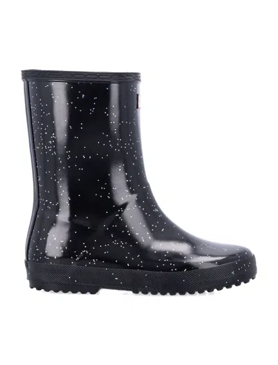 Hunter Kids' Girls First Classic Giant Glitter Wellies In Black