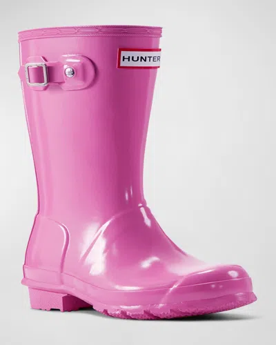 Hunter Kid's Original Glossy Rubber Boots, Baby/kids In Pink Punch