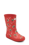 Hunter Kids First Classic Rain Boots 13c Red Strawberry Print In Orange