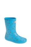 Hunter Kids' First Classic Rain Boot In Blue With Cherry