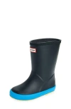 Hunter Kids' First Classic Rain Boot In Dark Blue/ Light Blue/ Yellow