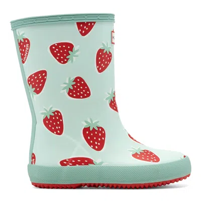 Hunter Kids First Classic Rain Boots 12c Green Strawberry Print In Multi