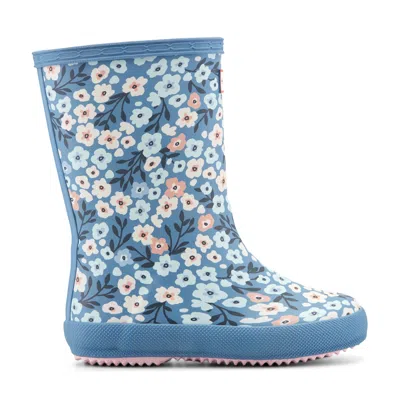 Hunter Kids First Classic Rain Boots 2 Medium Blue Floral Print