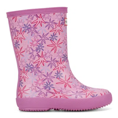 Hunter Kids First Classic Rain Boots 2 Multicolor Floral Print In Pink