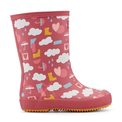 Hunter Kids First Classic Rain Boots 2 Red Umbrella Print