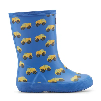 Hunter Kids First Classic Rain Boots 5c Medium Blue Dump Truck Print