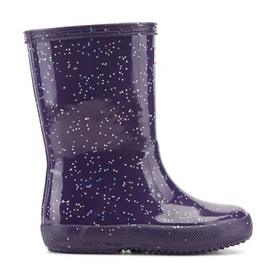 Hunter Kids First Giant Glitter Rain Boots 5c Dark Purple