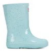 Hunter Kids First Giant Glitter Rain Boots 6c Light Blue In Animal Print