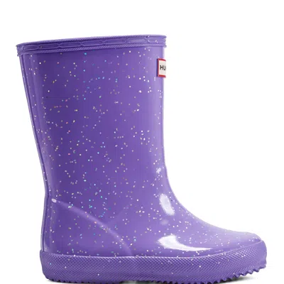 Hunter Kids First Giant Glitter Rain Boots 6c Purple Burst In Multi