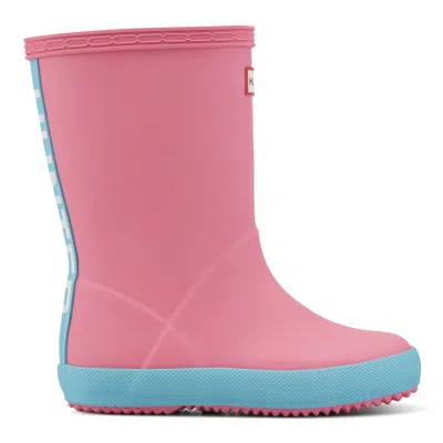 Hunter Kids First Logo Rain Boots 2 Medium Pink
