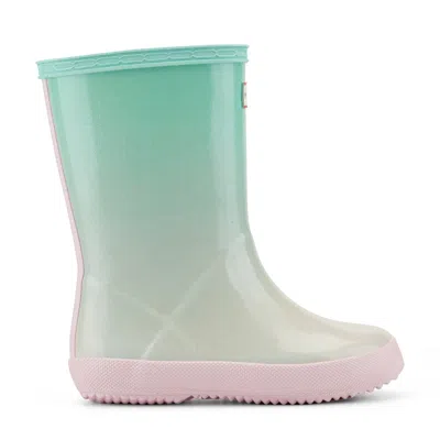 Hunter Kids First Starcloud Rain Boots 3 Light Green Ombre In Multi