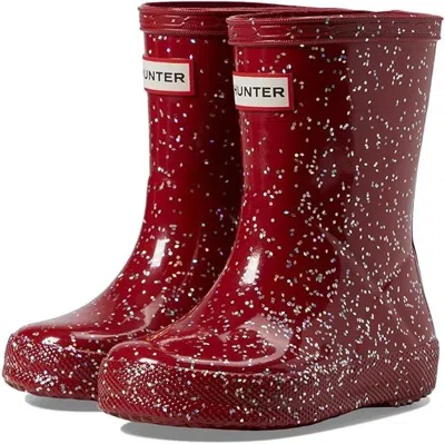 Hunter Kids  First Classic Giant Glitter Burgundy Waterproof Rain Boot Jobb1815 In Red