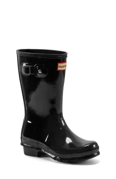 Hunter Kids' Original Gloss Waterproof Rain Boot In Black