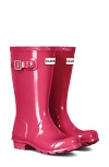 Hunter Kids' Original Gloss Waterproof Rain Boot In Pink