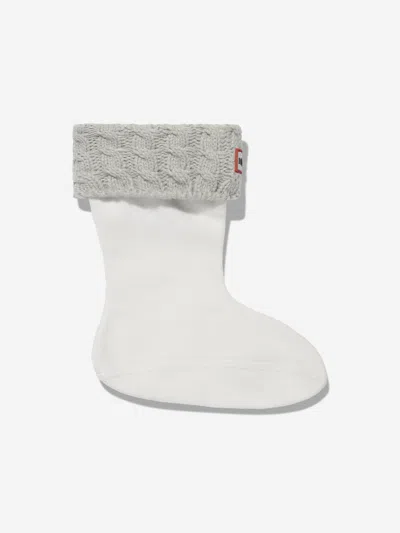 Hunter Kids Recycled 6 Stitch Cable Boot Socks Eu 21 - 23 Uk 4 - 6 Grey By Childsplay Clothing