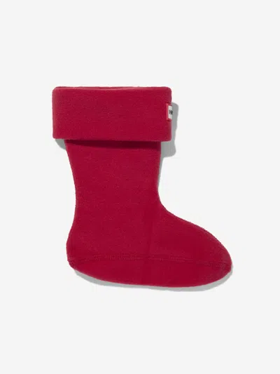 Hunter Kids Recycled Fleece Boot Socks Eu 21 - 23 Uk 4 - 6 Red By Childsplay Clothing