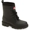 Hunter Kids' Stamp Waterproof Lace-up Rain Boot In Black