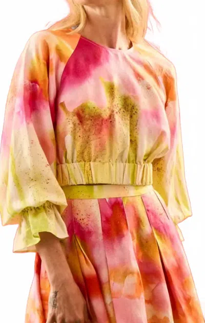 Hunter Kirsten Cropped Long-sleeve Top In Electric In Multi