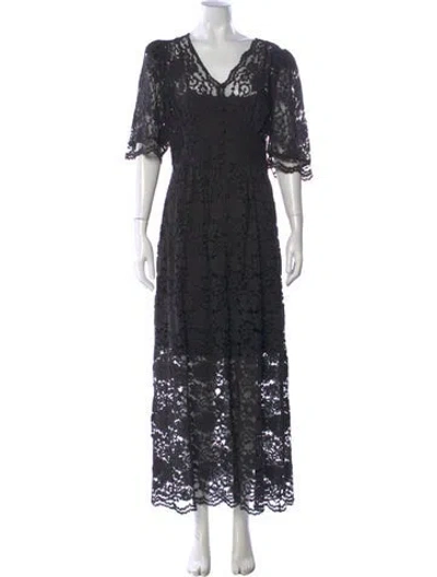 Pre-owned Hunter Lace Pattern Long Dress In Black
