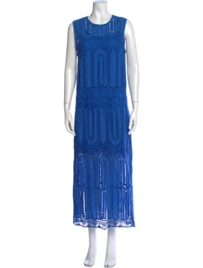 Pre-owned Hunter Lace Pattern Long Dress In Blue