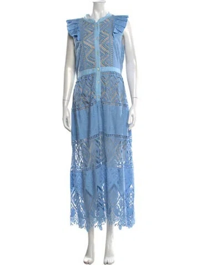 Pre-owned Hunter Lace Pattern Long Dress In Blue