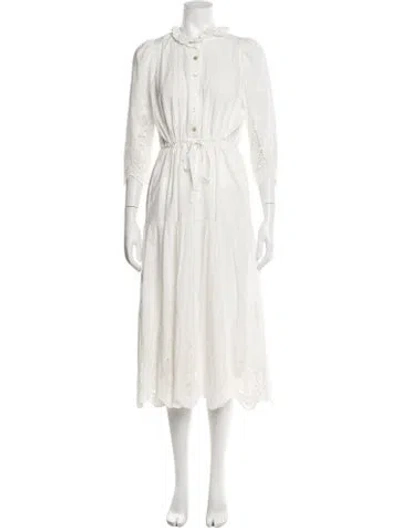Pre-owned Hunter Lace Pattern Long Dress In Neutrals
