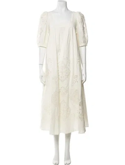 Pre-owned Hunter Lace Pattern Long Dress In Neutrals