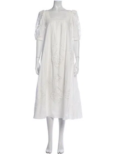 Pre-owned Hunter Lace Pattern Long Dress In Neutrals