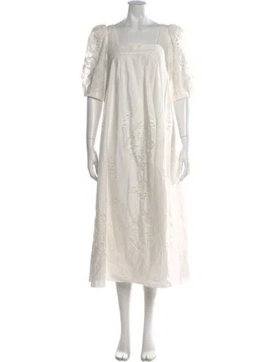 Pre-owned Hunter Lace Pattern Midi Length Dress In Neutral
