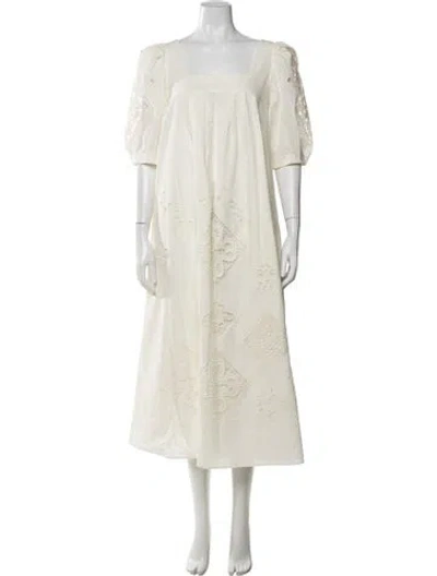 Pre-owned Hunter Lace Pattern Midi Length Dress In Neutrals
