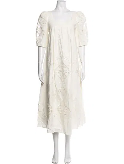 Pre-owned Hunter Lace Pattern Midi Length Dress In Neutrals