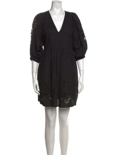 Pre-owned Hunter Lace Pattern Mini Dress In Black
