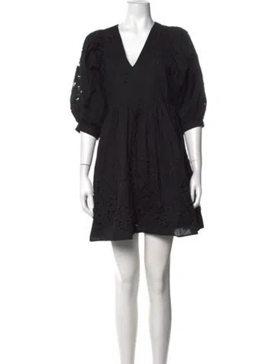 Pre-owned Hunter Lace Pattern Mini Dress In Black