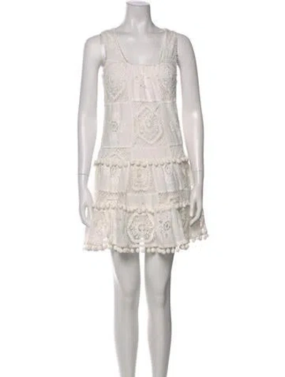 Pre-owned Hunter Lace Pattern Mini Dress In Gray