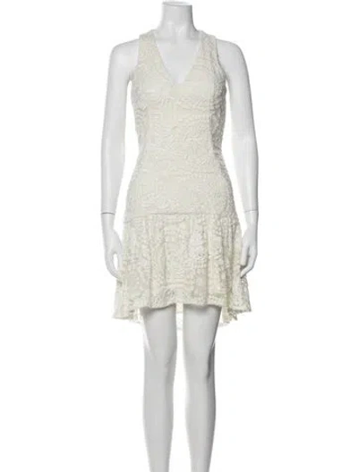Pre-owned Hunter Lace Pattern Mini Dress In Neutral