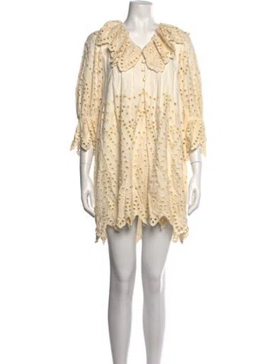 Pre-owned Hunter Lace Pattern Mini Dress In Neutrals