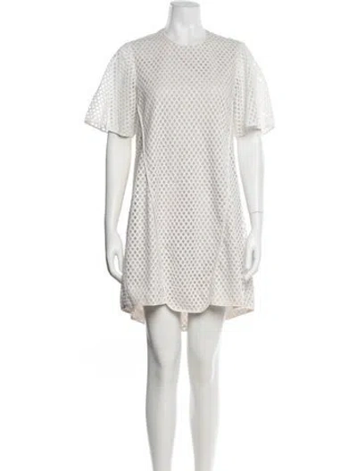 Pre-owned Hunter Lace Pattern Mini Dress In White