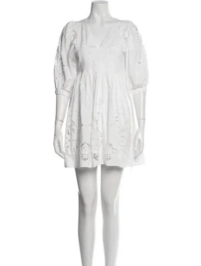 Pre-owned Hunter Lace Pattern Mini Dress In White