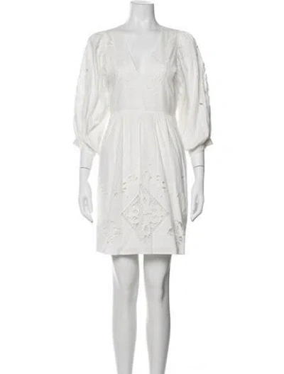 Pre-owned Hunter Lace Pattern Mini Dress In White