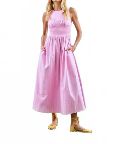Hunter Lauren Midi Dress In Watermelon Stripe In Pink