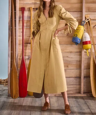 Hunter Lavin Midi Dress In British Khaki In Yellow