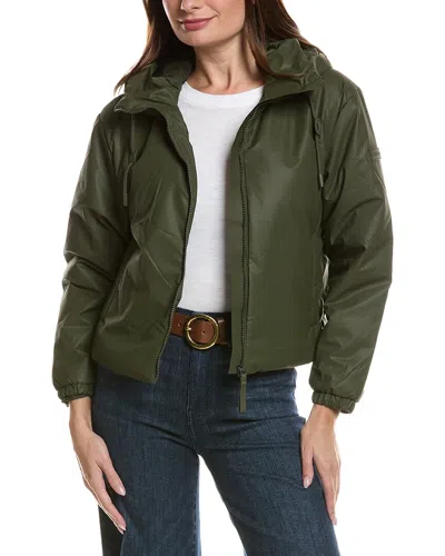 Hunter Leah Coated Cropped Rain Jacket In Green