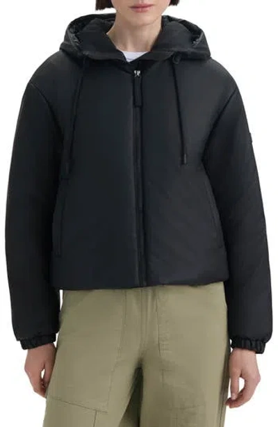 Hunter Leah Water Repellent Hooded Crop Puffer Jacket In Black