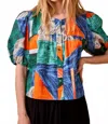 Hunter Leanna Short Bubble Sleeves Blouse In Mosaic In Multi