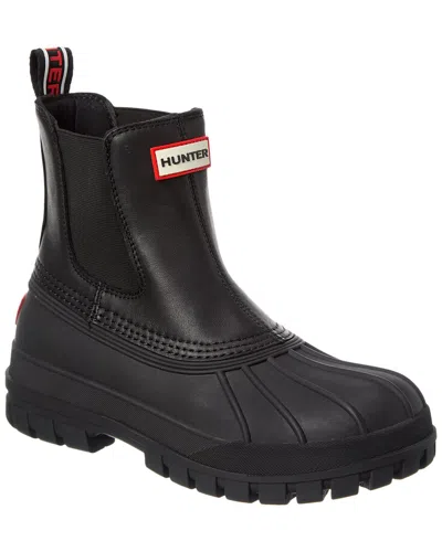 Hunter Leather & Rubber Boot In Black
