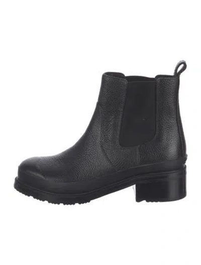 Pre-owned Hunter Leather Chelsea Boots In Black