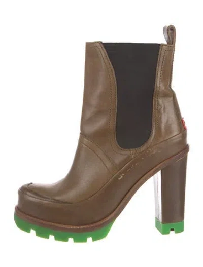 Pre-owned Hunter Leather Chelsea Boots In Brown